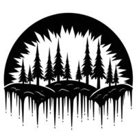 Cluster of Icicle-Covered Trees at Sunrise vector