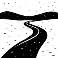 Path Winding Through Snowy Field vector