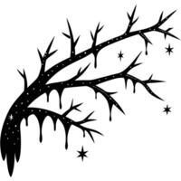 Frosty Tree Branch with Shimmering Icy Details vector