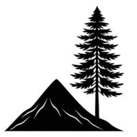 Isolated Pine Tree Standing Against Mountain Slope vector