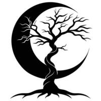 Isolated Tree with Twisted Branches Under Soft Moon vector