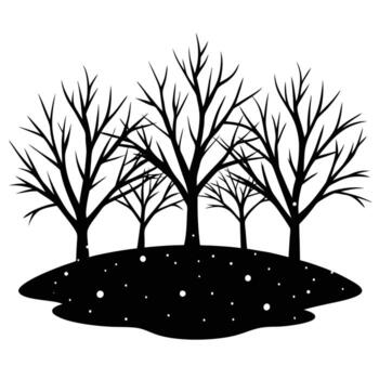 Sparse Cluster of Winter Trees with Snow on Ground vector