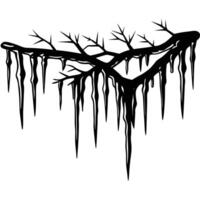 Thick Icicles Forming on Low-Hanging Branches vector