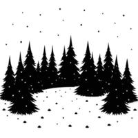 Sparse Forest Scattered on Endless Snowy Ground vector