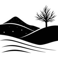 Rolling Snowy Hills with Lone Distant Tree vector