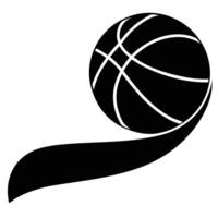 Basketball Silhouetted Rolling on a Curved Path vector