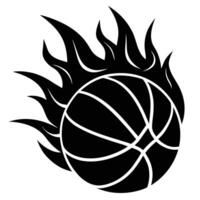 Basketball Silhouetted with Flames Around It vector