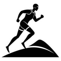 Runner Silhouetted Navigating a Hill vector