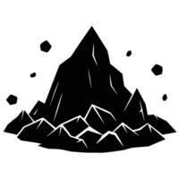 Scattered Boulders Silhouetted at the Base of a Towering Mountain vector