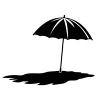 Beach Umbrella Silhouetted Casting a Shadow on White Background vector