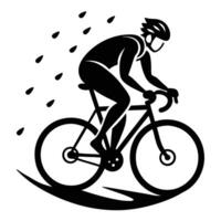 Cyclist Silhouetted in the Rain with Water Splashes vector