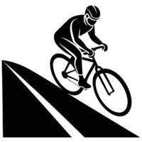 Cyclist Silhouetted Navigating a Steep Downhill vector