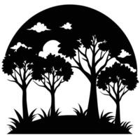 Silhouettes of Trees Against a Clear Sky vector