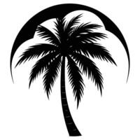 Palm Tree Silhouetted Against Gradient Sky vector