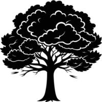 Tree Silhouetted with Dense Foliage Canopy vector