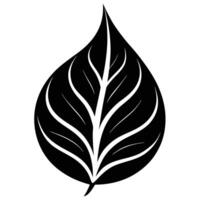 Leaf Silhouetted with Pointed End and Wavy Outline vector