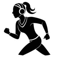 Runner Silhouetted Wearing Headphones vector