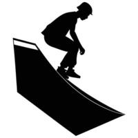 Skater Silhouetted Preparing to Drop into a Ramp vector