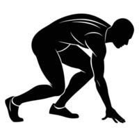 Sprinter Silhouetted at the Starting Line vector