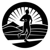 Jogger Silhouetted at Sunset vector