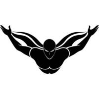 Swimmer Silhouetted in Butterfly Stroke vector