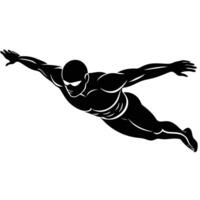Swimmer Silhouetted with Arm Extended Forward vector