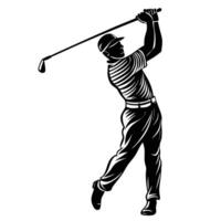 Golfer Silhouetted in a Swinging Action Pose vector