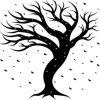 Tree with Twisted Dramatic Branches Silhouetted vector