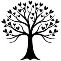 Tree Silhouetted with Heart-Shaped Branches vector