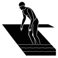 Swimmer Silhouetted at the Edge of the Pool vector