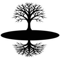 Solitary Tree Silhouetted Reflecting in a Forest Pool vector