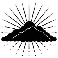 Sunset Silhouetted with Rays Breaking Through Clouds vector