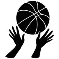 Hands Silhouetted Reaching for a Basketball vector