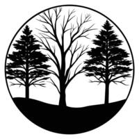 Silhouetted Trees Against a Fading Sunset vector