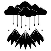 Mountain Range Silhouetted with Low-Hanging Clouds vector