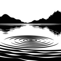 Silhouetted Quiet Shoreline with Soft Ripples in Water vector