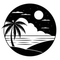 Beach Scene Silhouetted with Calm Horizon vector