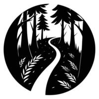 Trail Silhouetted Through a Leafy Forest vector
