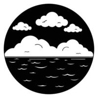 Silhouetted Patchy Clouds Over a Calm Ocean vector