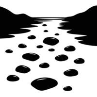 Shallow River Silhouetted with Pebbles Visible at the Bottom vector