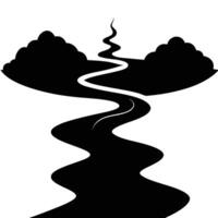 River Silhouetted with Thin Mist Hovering Above vector