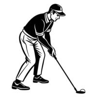 Golfer Lining Up a Putt on the Green vector