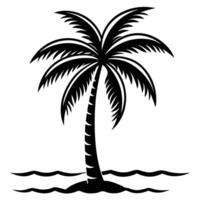 Tropical Palm Tree on a Beach with the Ocean vector