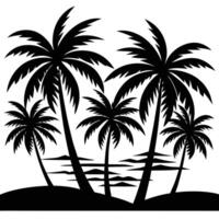 Tropical Palm Trees Lined Up Against a Tropical Beach vector