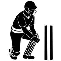 Wicketkeeper Crouching Behind the Stumps vector