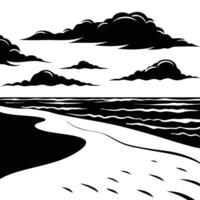 Wide Open Beach with Smooth Sand and Distant Clouds vector