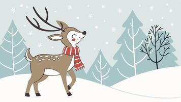 Christmas deer in the snow illustration vector