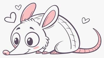 Cartoon armadillo with hearts on white background vector