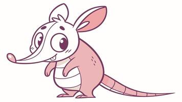 A cartoon armadillo with a pink nose and long tail vector
