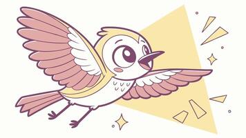 A cartoon bird flying in the air with a star vector